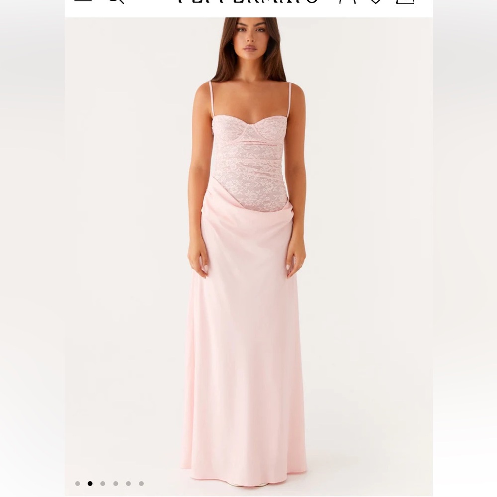 Peppermayo romy pink lace maxi dress